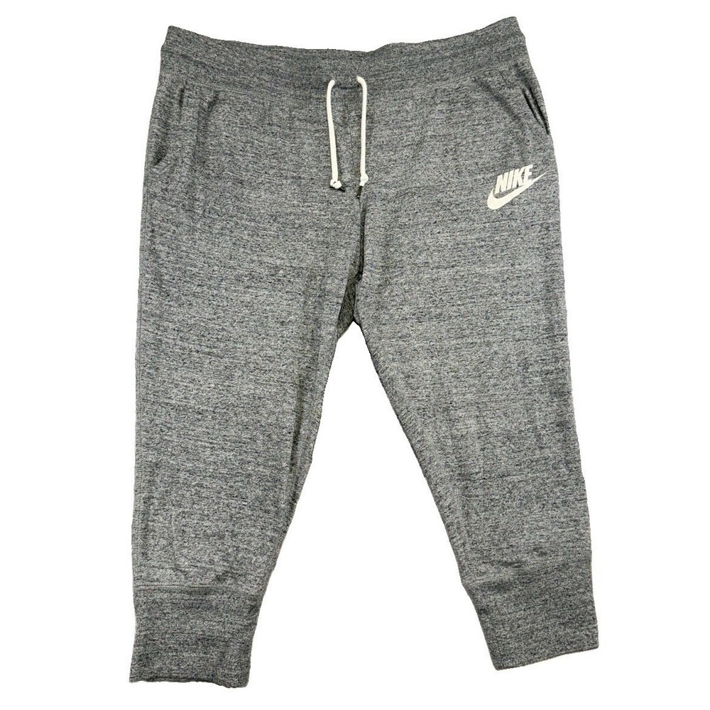 Nike Women's Heather Gray Organic Cotton Blend Cropped Jogger Pants XL